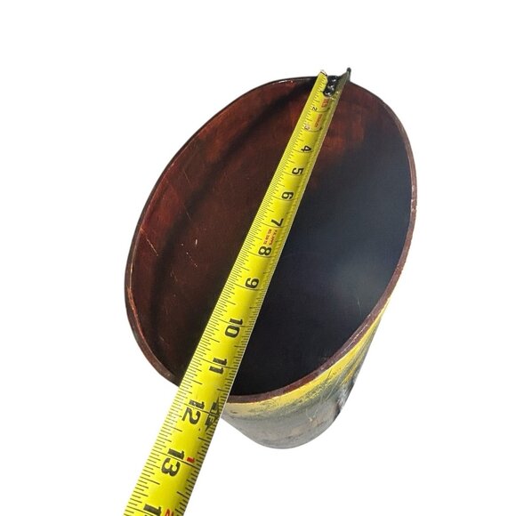 Equestrian Fox Hunt Hand Painted Wood Waste Basket Trash Can Bed Office 12.5" - Picture 6 of 12